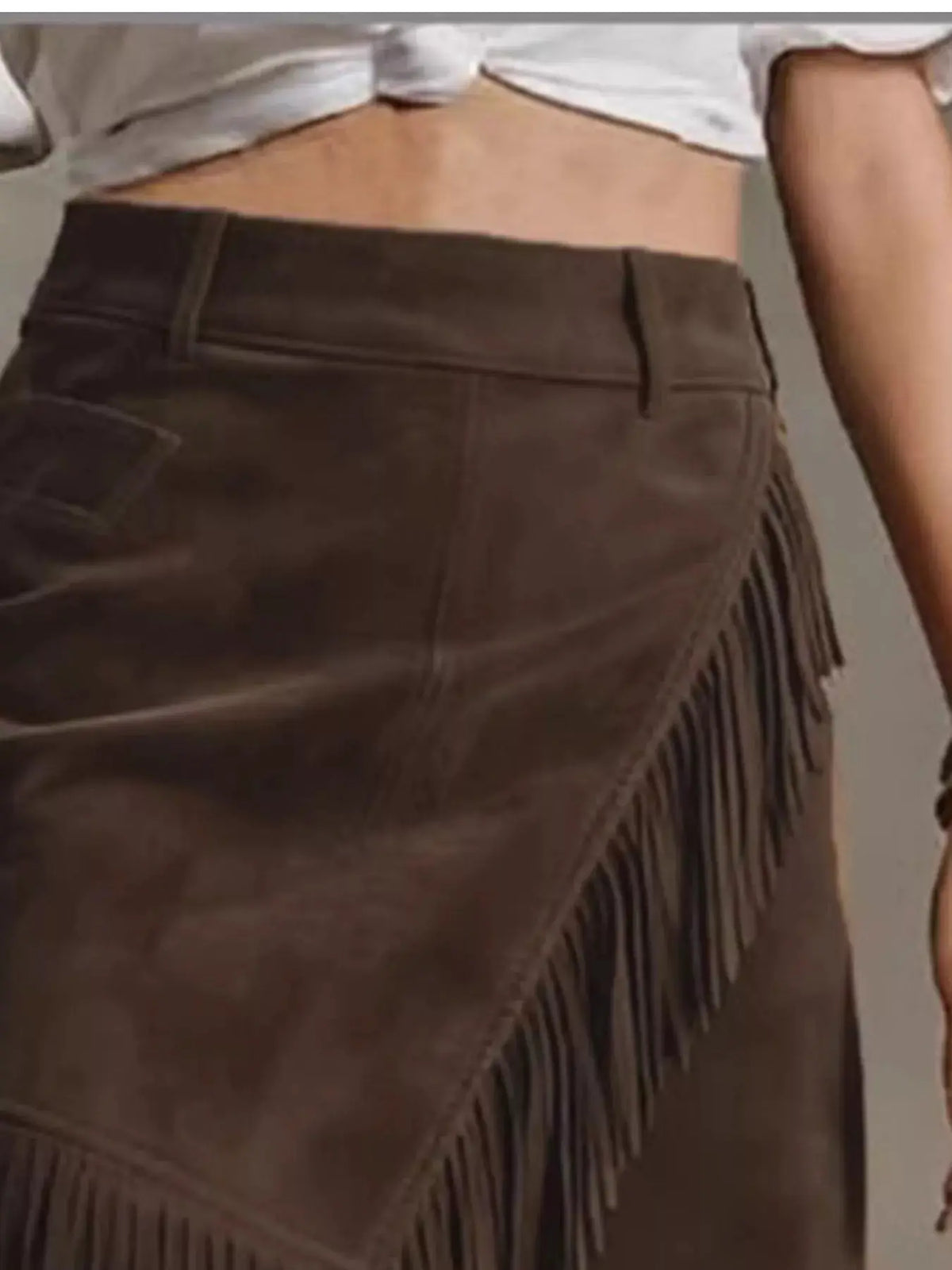 Fringed Wrap Mini Skirt by Trendsi