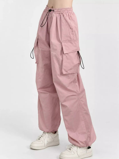 Full Size Drawstring Cargo Pants Plus Size by Trendsi