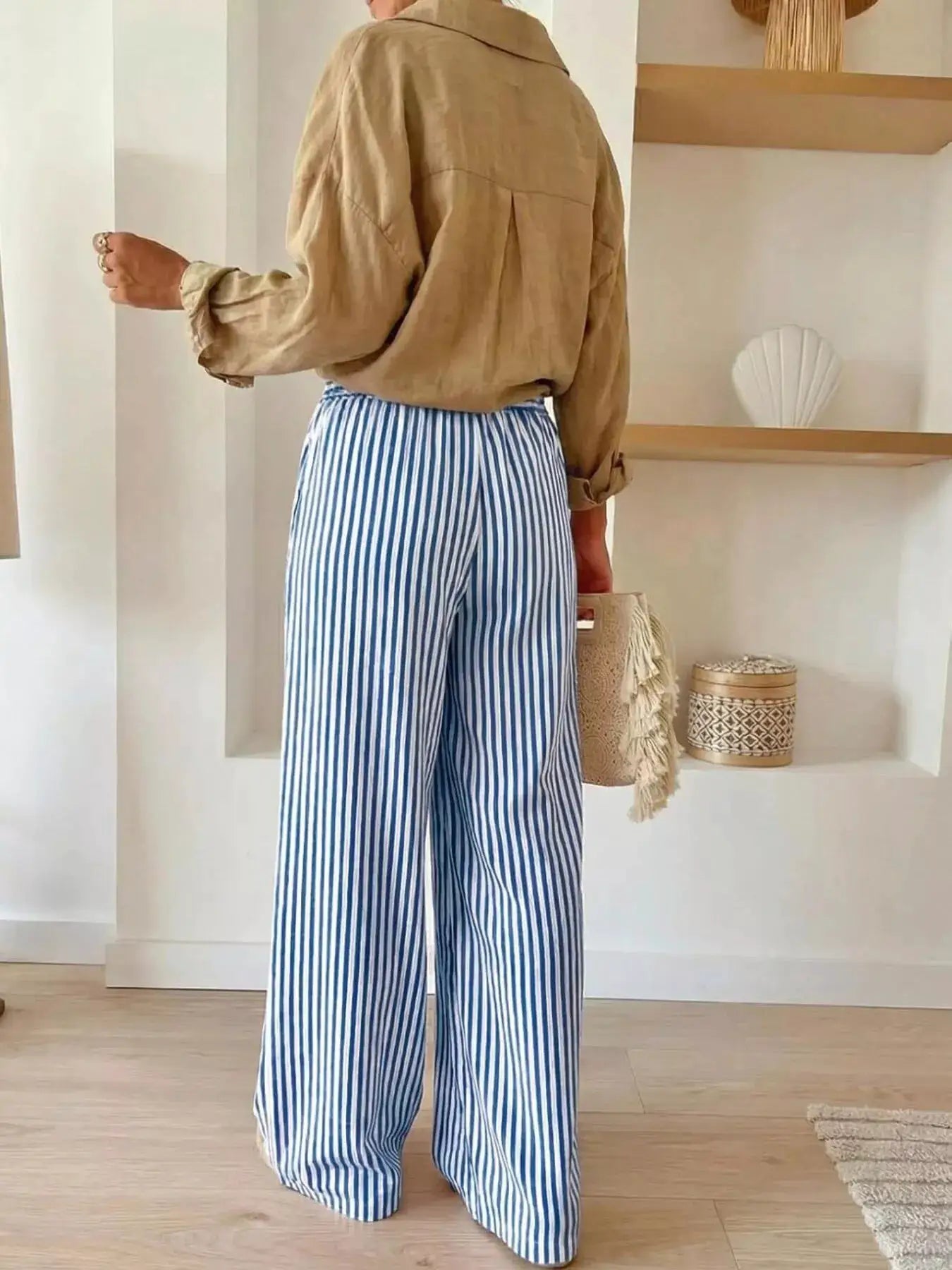 Striped Wide-Leg Pants by Trendsi