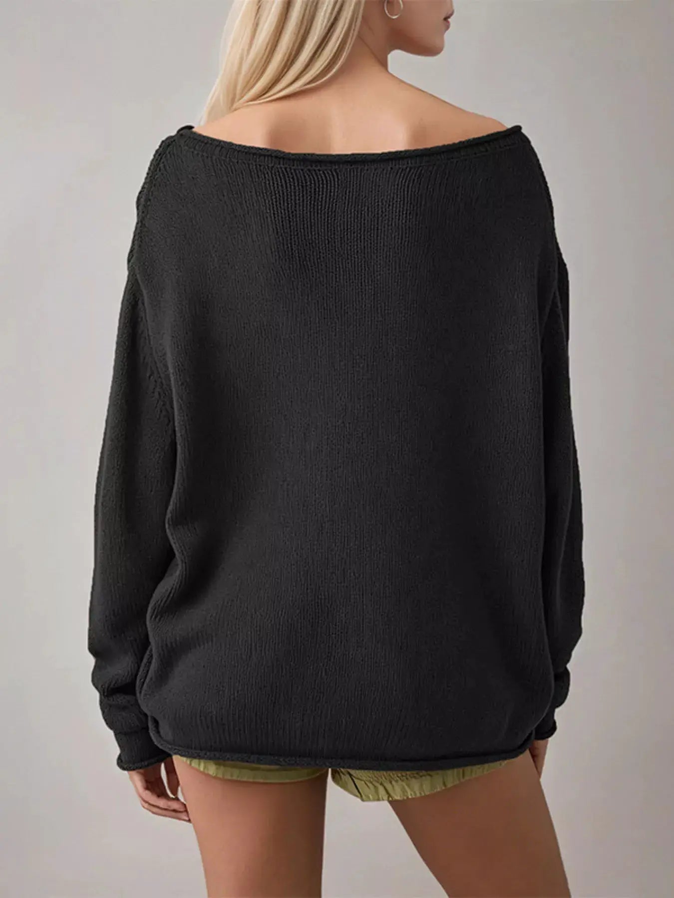 Casual Striped Boat Neck Sweater by Trendsi
