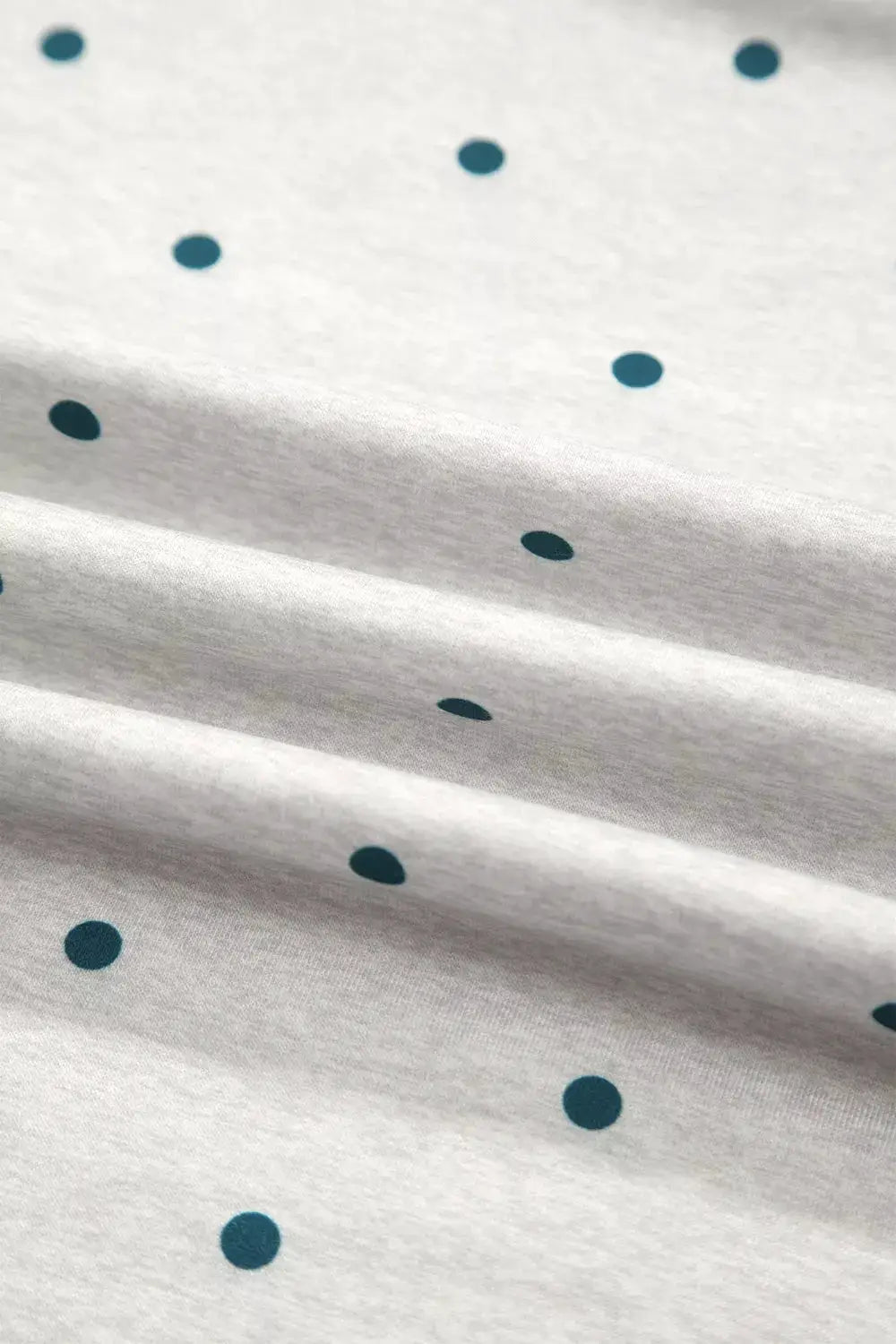 Polka Dot Print Piping Trim 3/4 Sleeve Relaxed Top by Trendsi