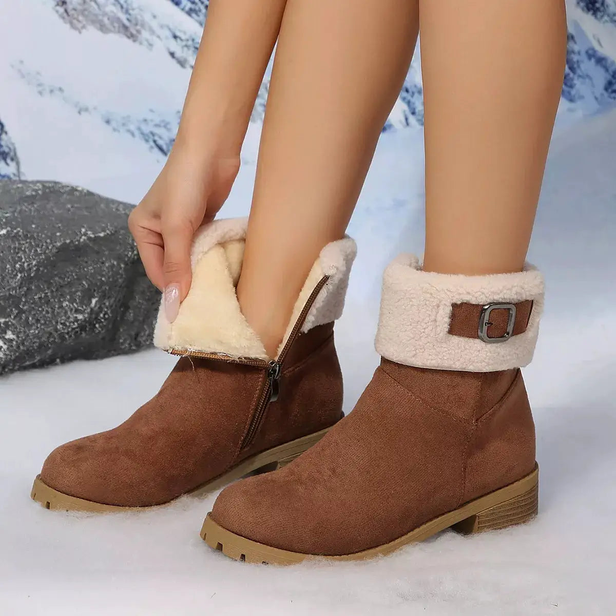 Round Toe Block Heels Boots by Trendsi