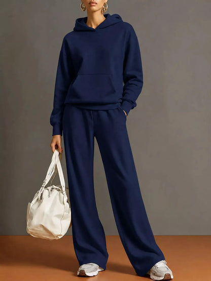Kangaroo Pocket Hoodie and Pants Set by Trendsi