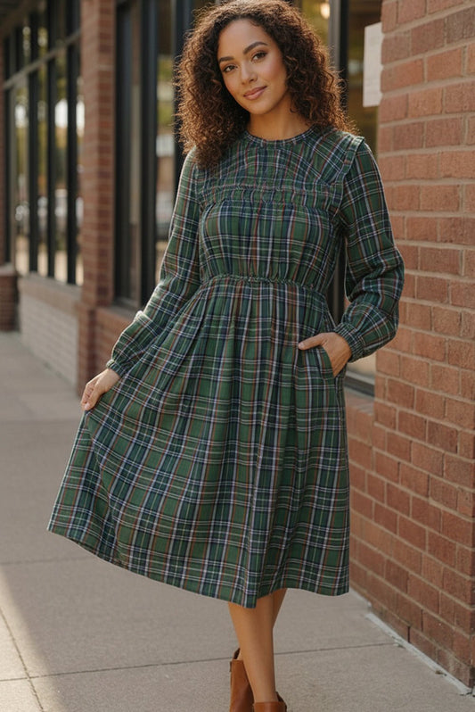 Cedar Lane Plaid Midi Dress - Bitsy Gypsy Boutique