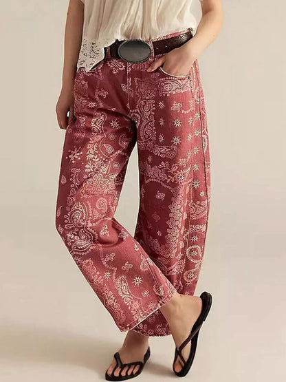 Printed Wide-Leg Jeans by Trendsi