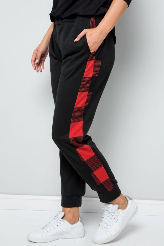 Celeste Design Full Size Plaid Side Print Sweatpants - Bitsy Gypsy Boutique