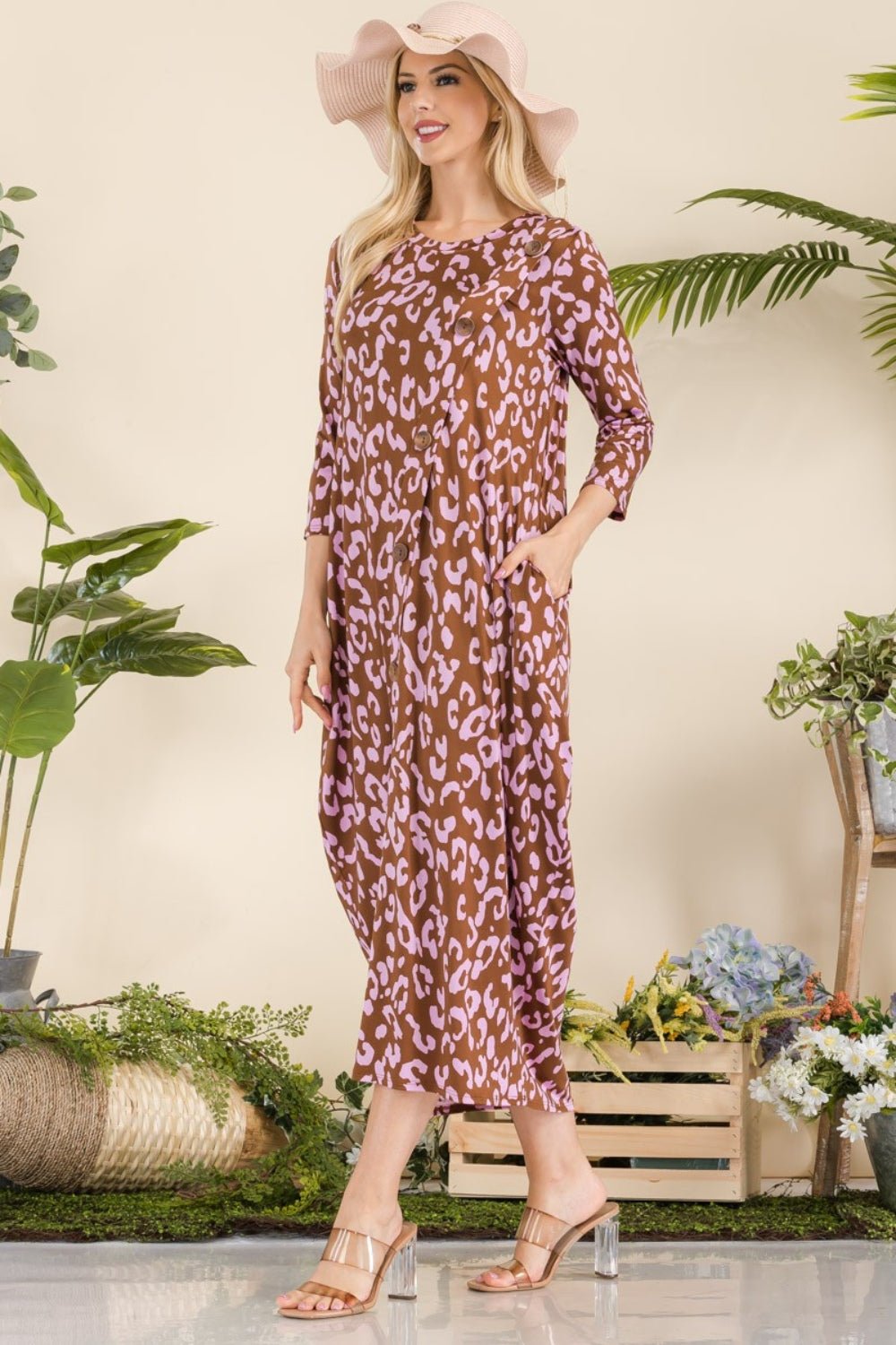 Celeste Full Size Leopard Contrast Dress with Pockets - Bitsy Gypsy Boutique