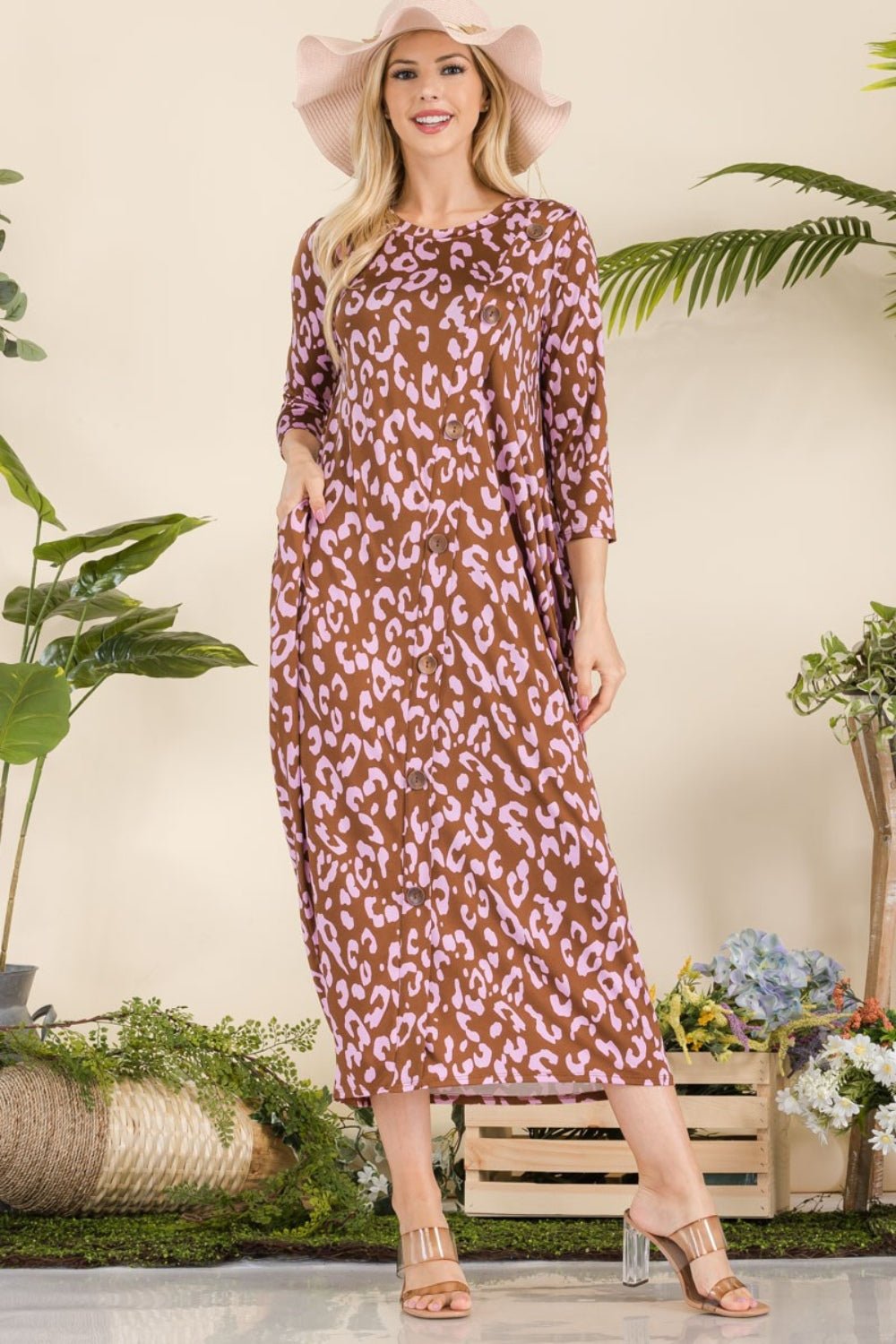 Celeste Full Size Leopard Contrast Dress with Pockets - Bitsy Gypsy Boutique