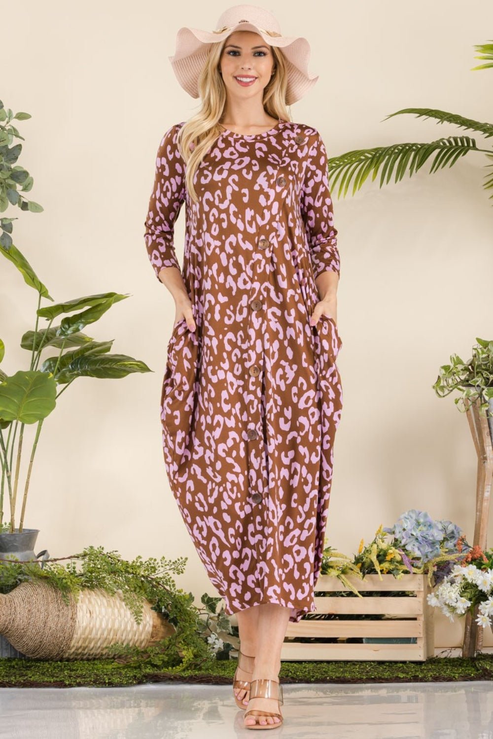 Celeste Full Size Leopard Contrast Dress with Pockets - Bitsy Gypsy Boutique