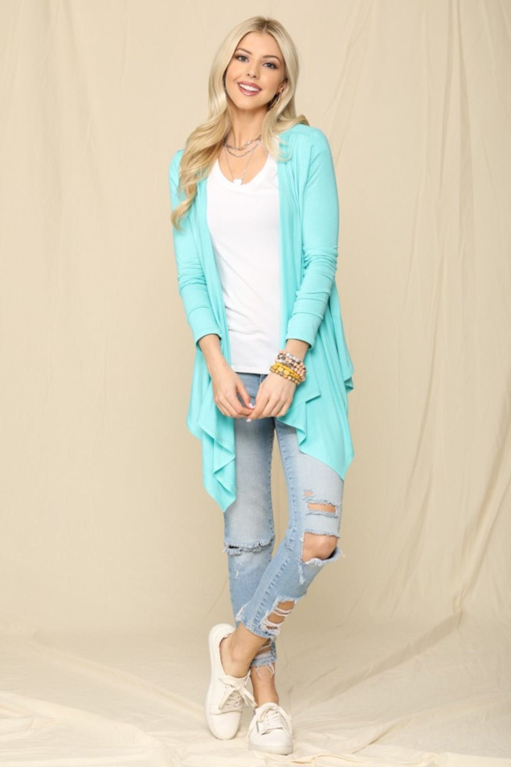 Celeste Full Size Open Front Knit Cardigan - Bitsy Gypsy Boutique