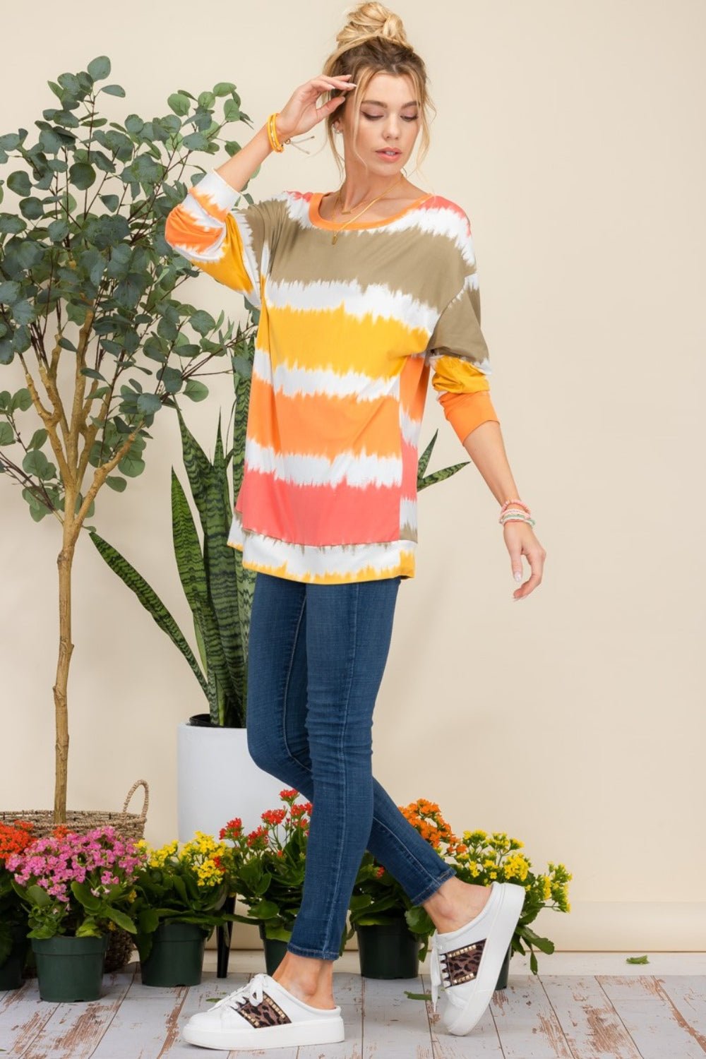 Celeste Full Size Striped Long Sleeve T-Shirt - Bitsy Gypsy Boutique