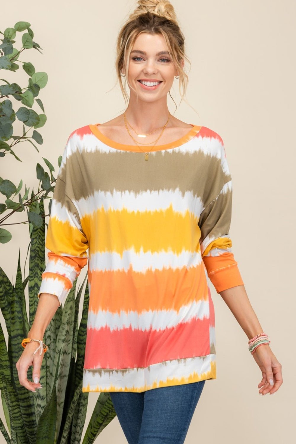 Celeste Full Size Striped Long Sleeve T-Shirt - Bitsy Gypsy Boutique