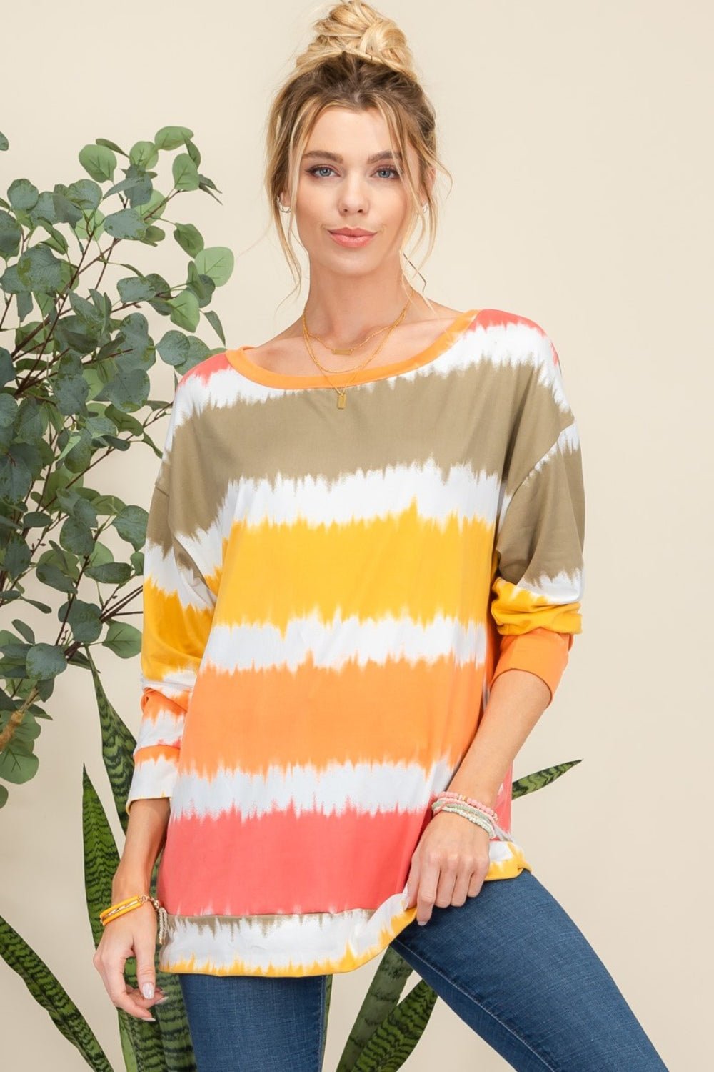 Celeste Full Size Striped Long Sleeve T-Shirt - Bitsy Gypsy Boutique