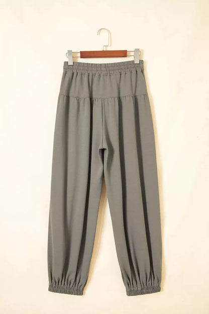 Elastic Waist Drawstring Wide Leg Full Length Pants by Trendsi