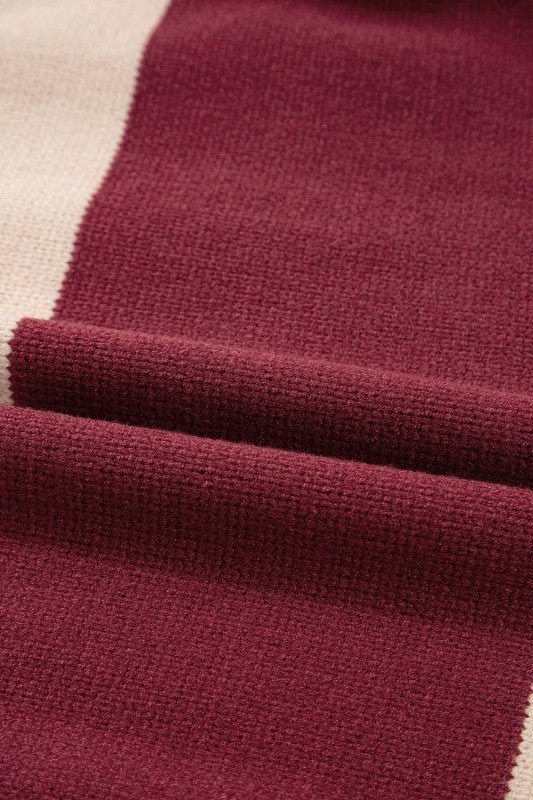 Checker Colorblock Knitted Drop Shoulder Sweater - Bitsy Gypsy Boutique