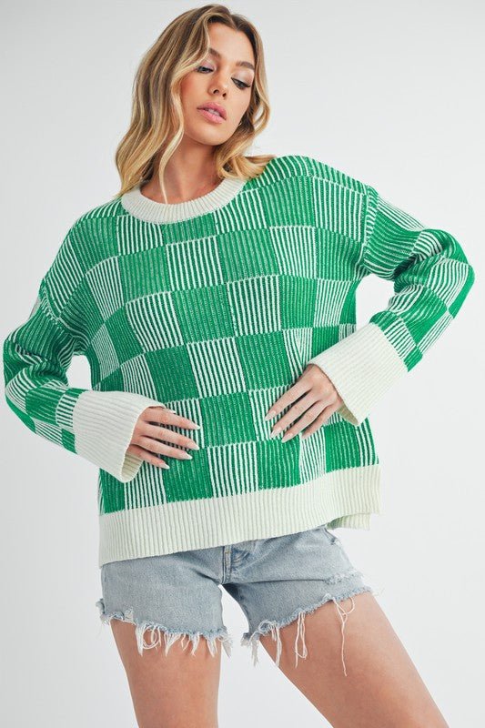 Checkered Catalina Sweater - Bitsy Gypsy Boutique