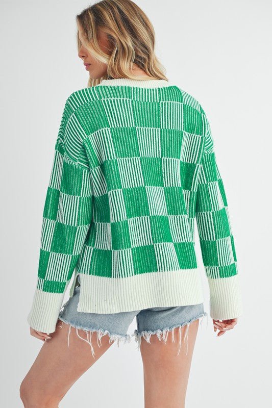 Checkered Catalina Sweater - Bitsy Gypsy Boutique