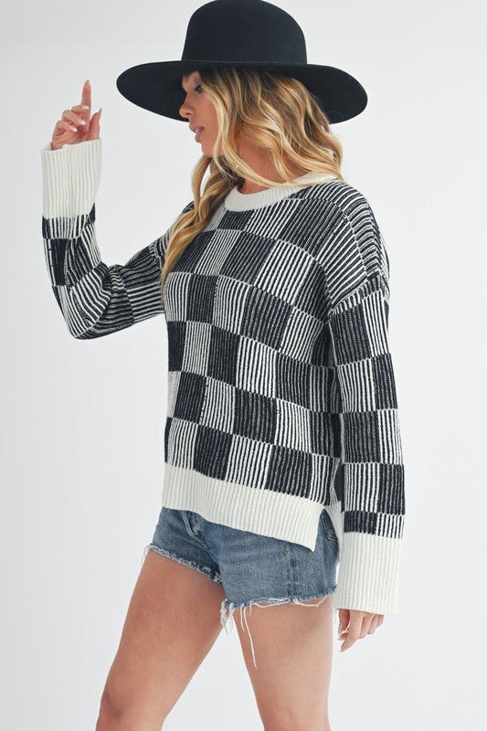 Checkered Catalina Sweater - Bitsy Gypsy Boutique