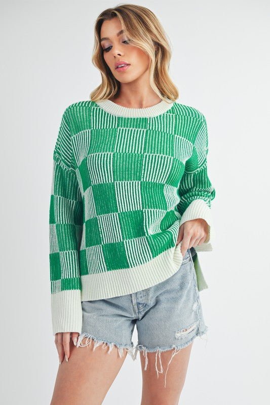 Checkered Catalina Sweater - Bitsy Gypsy Boutique