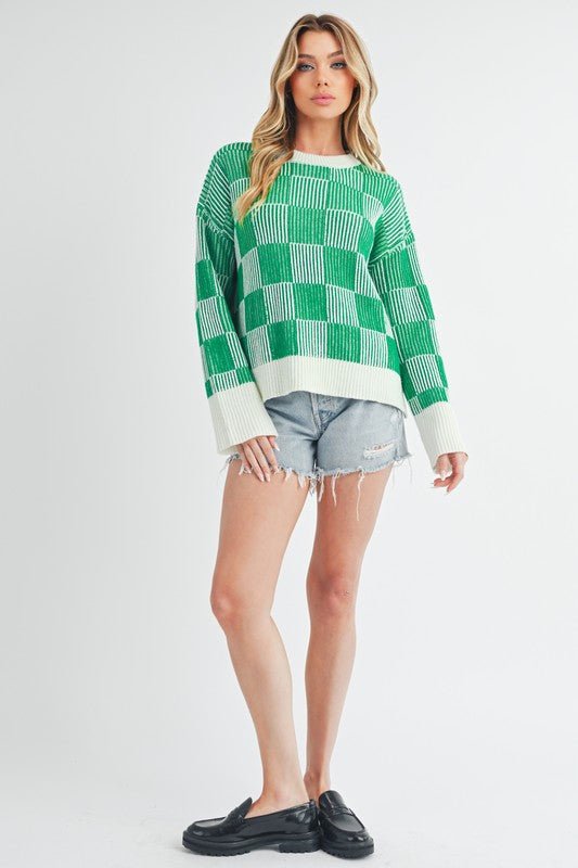 Checkered Catalina Sweater - Bitsy Gypsy Boutique