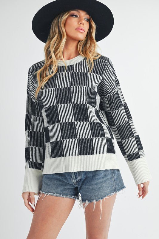 Checkered Catalina Sweater - Bitsy Gypsy Boutique