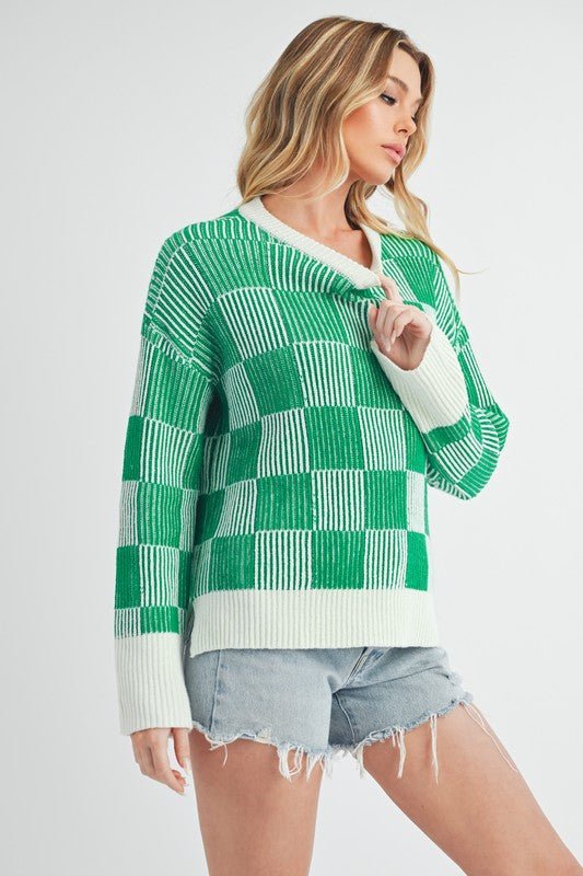 Checkered Catalina Sweater - Bitsy Gypsy Boutique