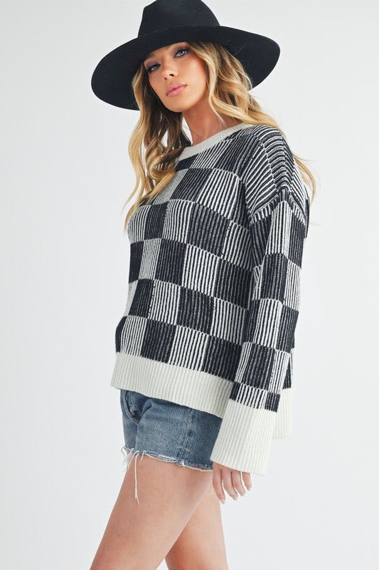 Checkered Catalina Sweater - Bitsy Gypsy Boutique