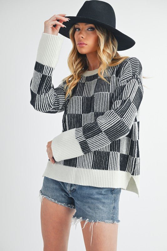 Checkered Catalina Sweater - Bitsy Gypsy Boutique