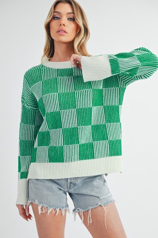 Checkered Catalina Sweater - Bitsy Gypsy Boutique