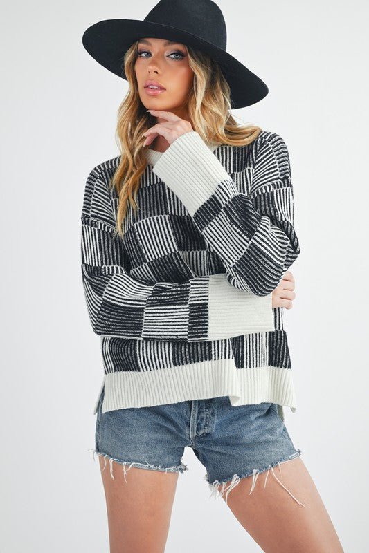 Checkered Catalina Sweater - Bitsy Gypsy Boutique