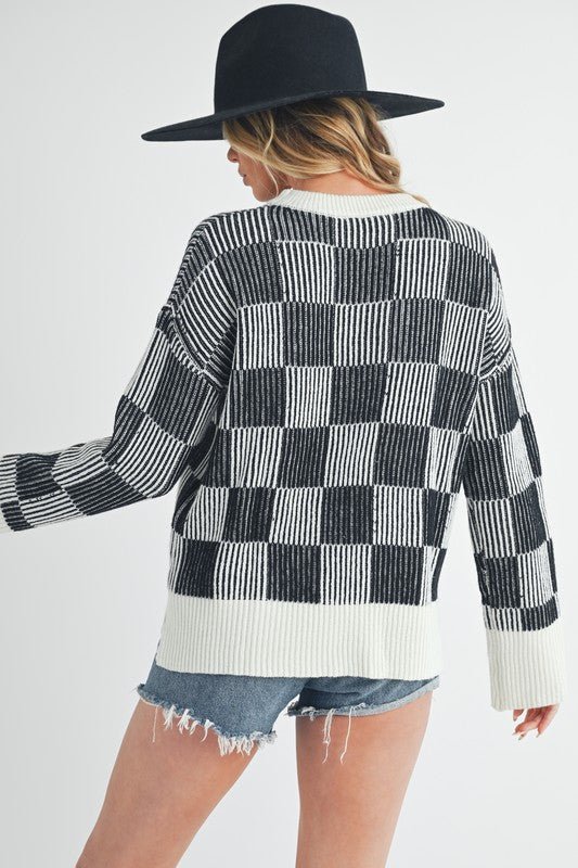 Checkered Catalina Sweater - Bitsy Gypsy Boutique