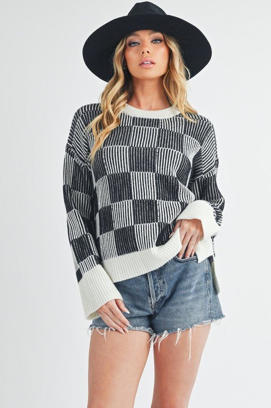 Checkered Catalina Sweater - Bitsy Gypsy Boutique