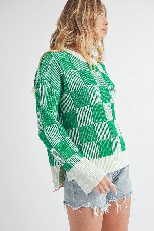 Checkered Catalina Sweater - Bitsy Gypsy Boutique