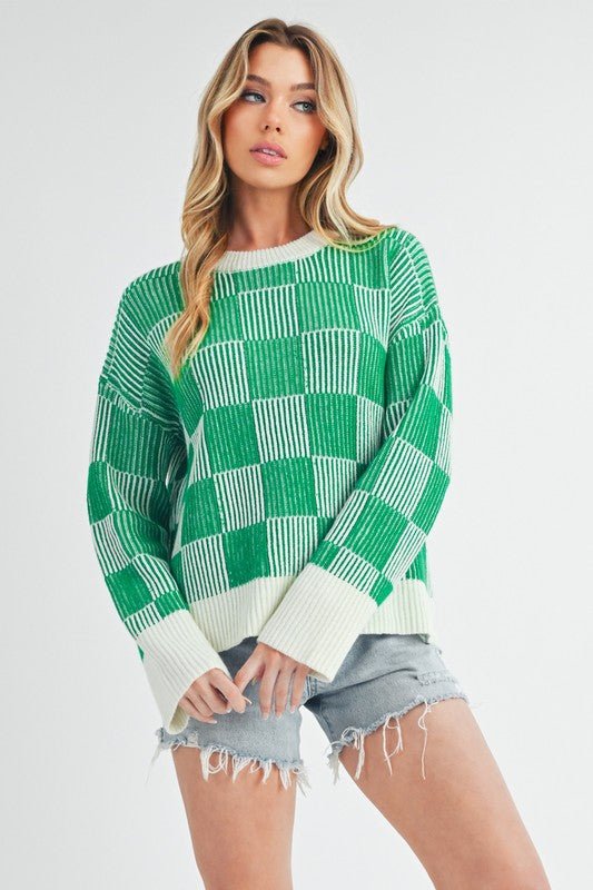 Checkered Catalina Sweater - Bitsy Gypsy Boutique