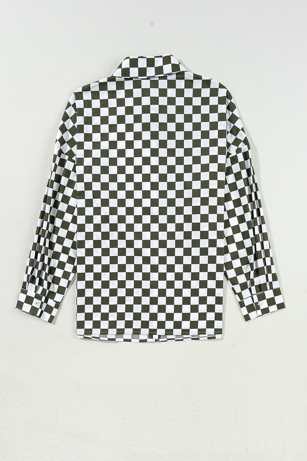 Checkered Collared Neck Long Sleeve Shirt - Bitsy Gypsy Boutique