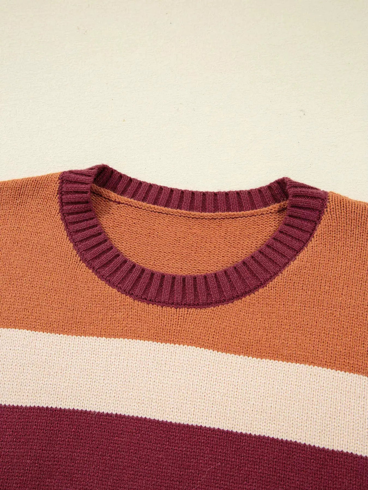 Checkered Color Block Knitted Drop Shoulder Sweater - Bitsy Gypsy Boutique