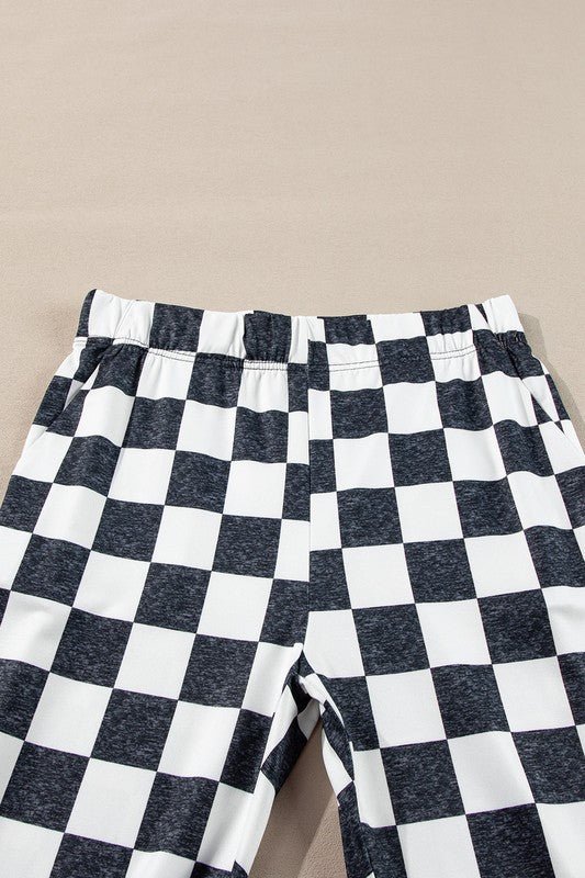 Checkered High Rise Flared Pants - Bitsy Gypsy Boutique