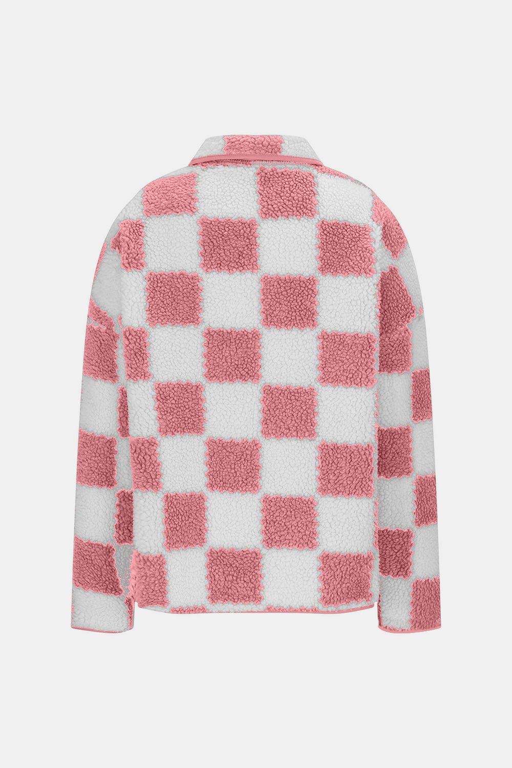 Checkered Snap Down Long Sleeve Teddy Jacket - Bitsy Gypsy Boutique