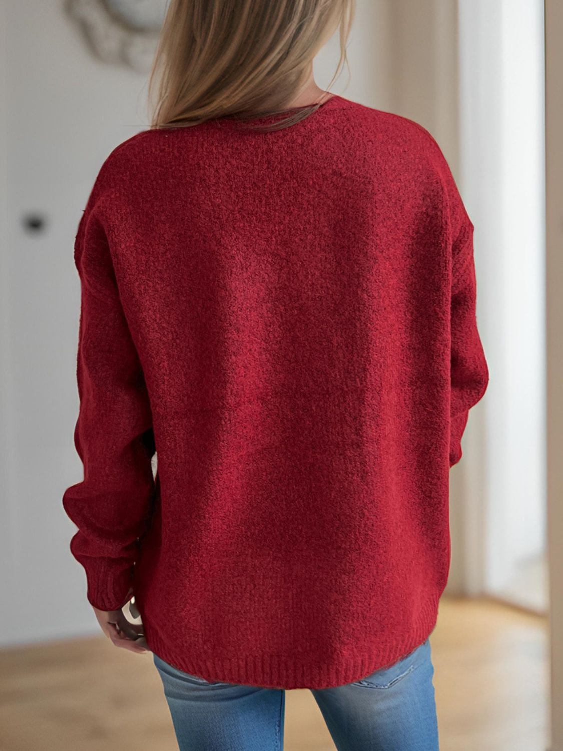 Cherry Round Neck Long Sleeve Sweater - Bitsy Gypsy Boutique