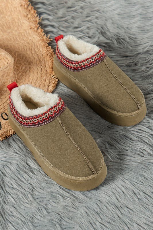 Chestnut Suede Contrast Plush Lined Snow Boots - Bitsy Gypsy Boutique