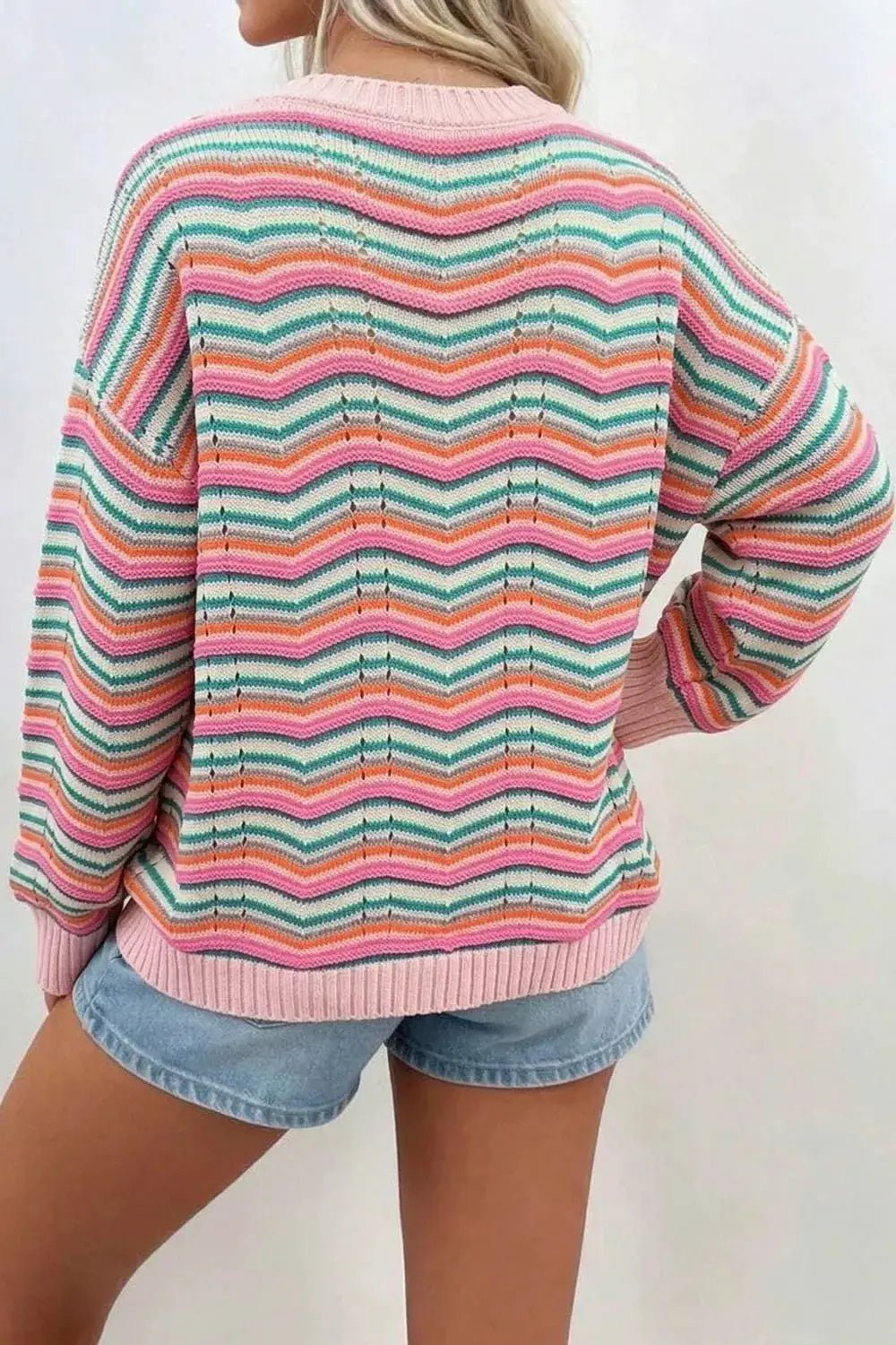 Chevron Striped Knit Sweater - Bitsy Gypsy Boutique