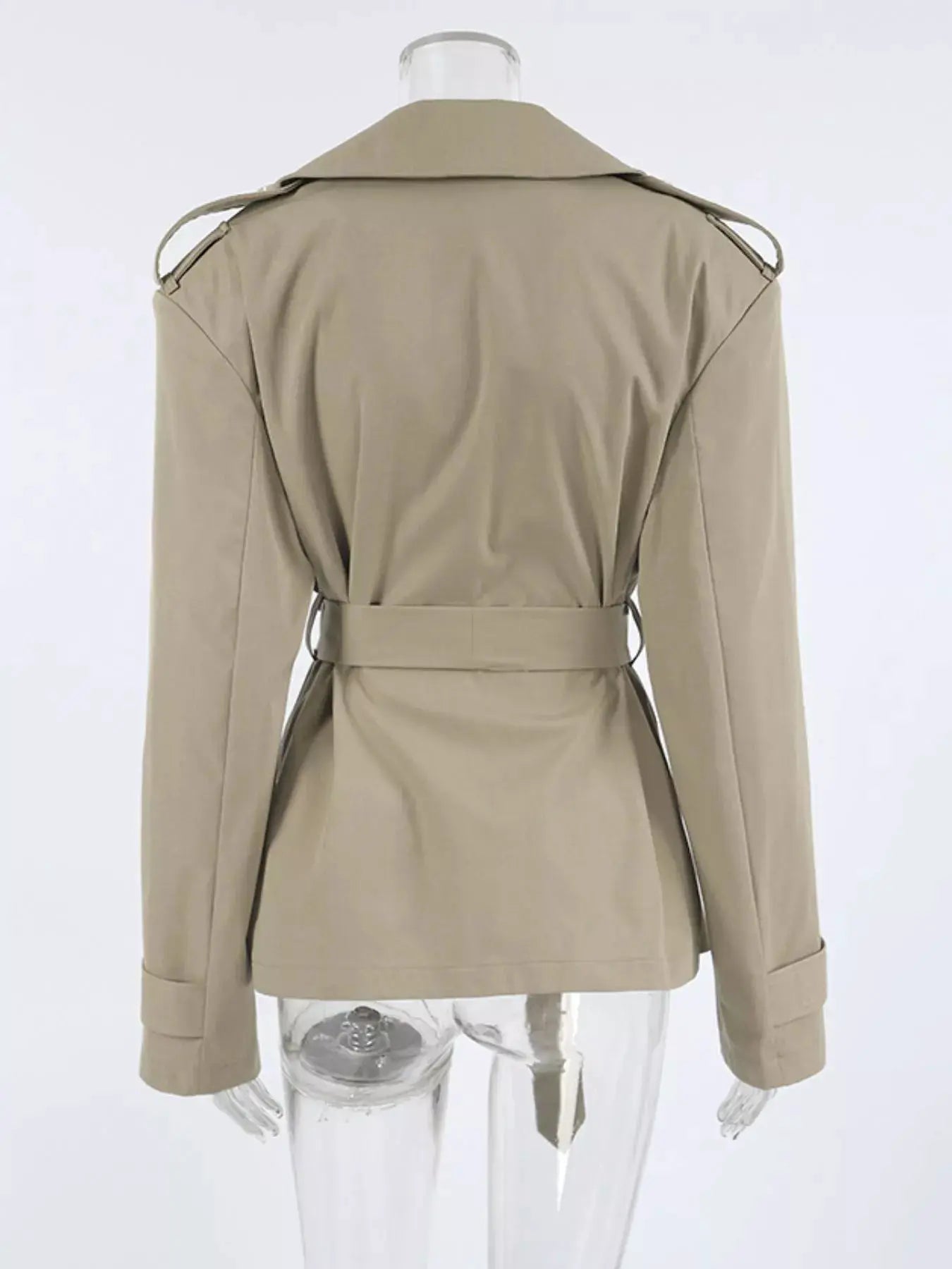 Chic Double-Breasted Belted Trench Coat by Trendsi