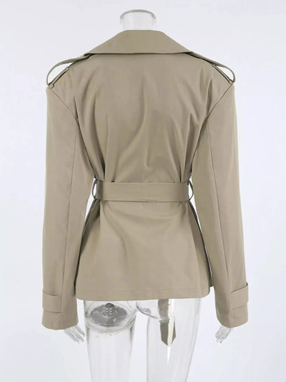 Chic Double-Breasted Belted Trench Coat by Trendsi