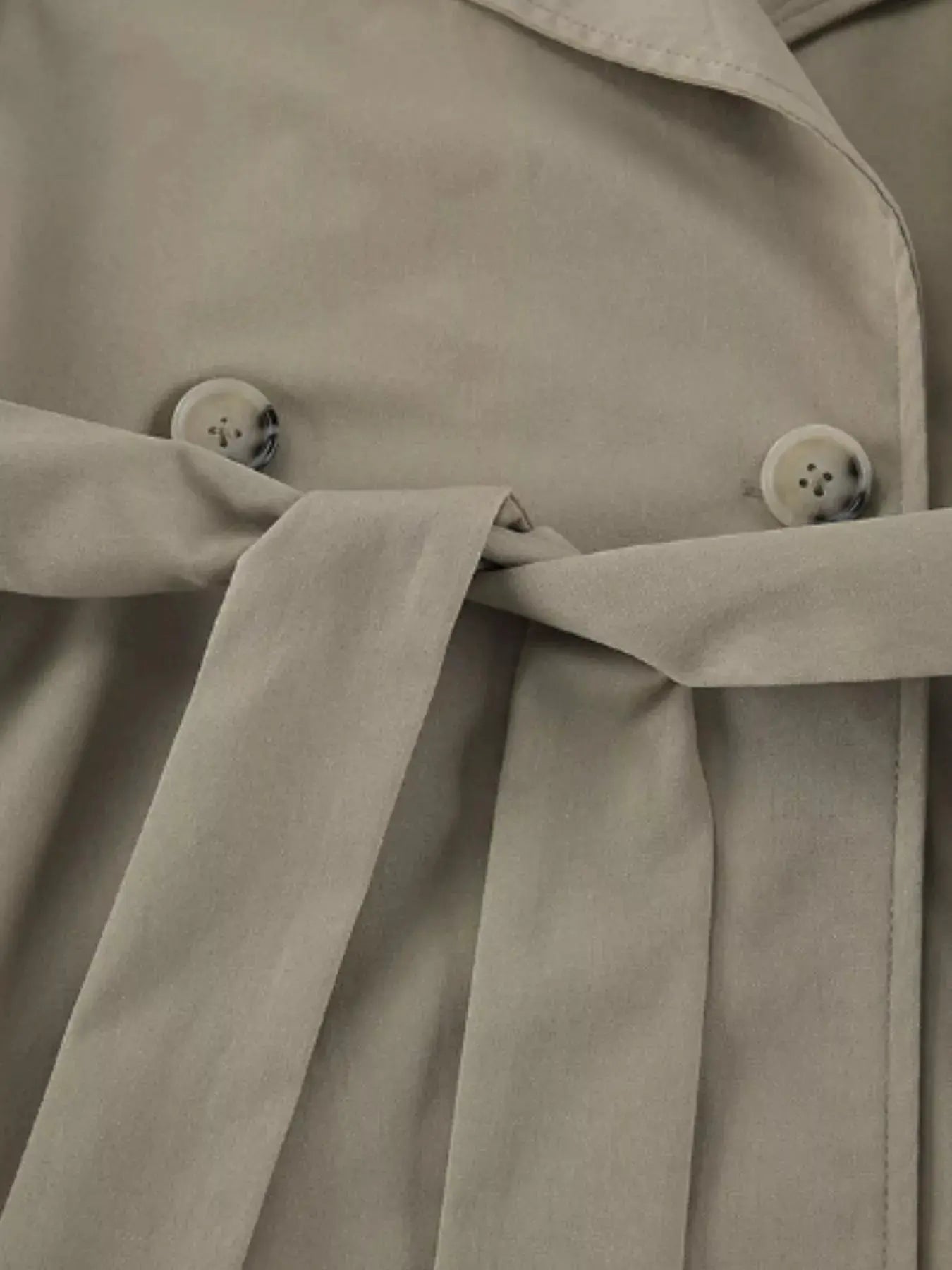 Chic Double-Breasted Belted Trench Coat by Trendsi