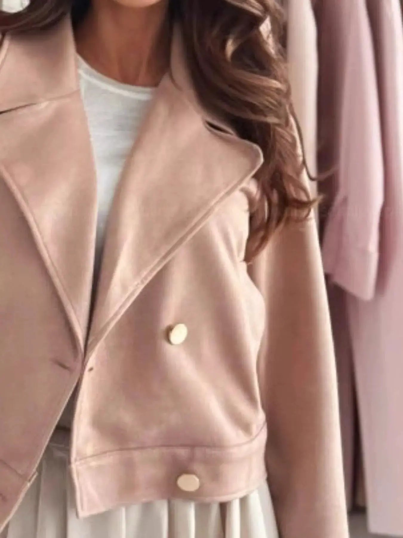 Chic Double-Breasted Cropped Jacket by Trendsi