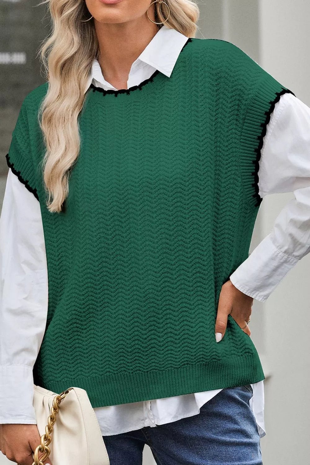 Chic Textured Knit Sleeveless Sweater Vest - Bitsy Gypsy Boutique