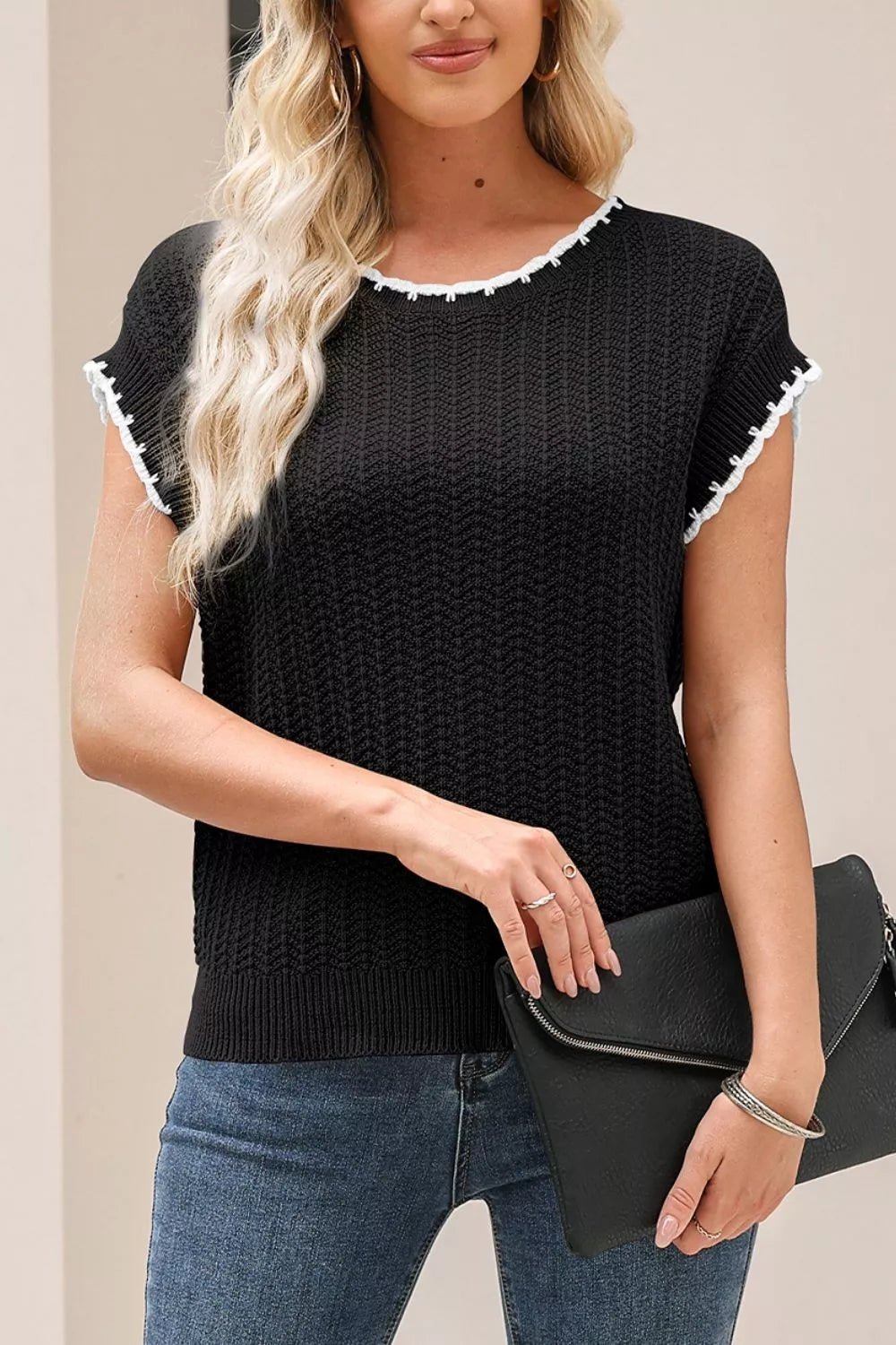 Chic Textured Knit Sleeveless Sweater Vest - Bitsy Gypsy Boutique