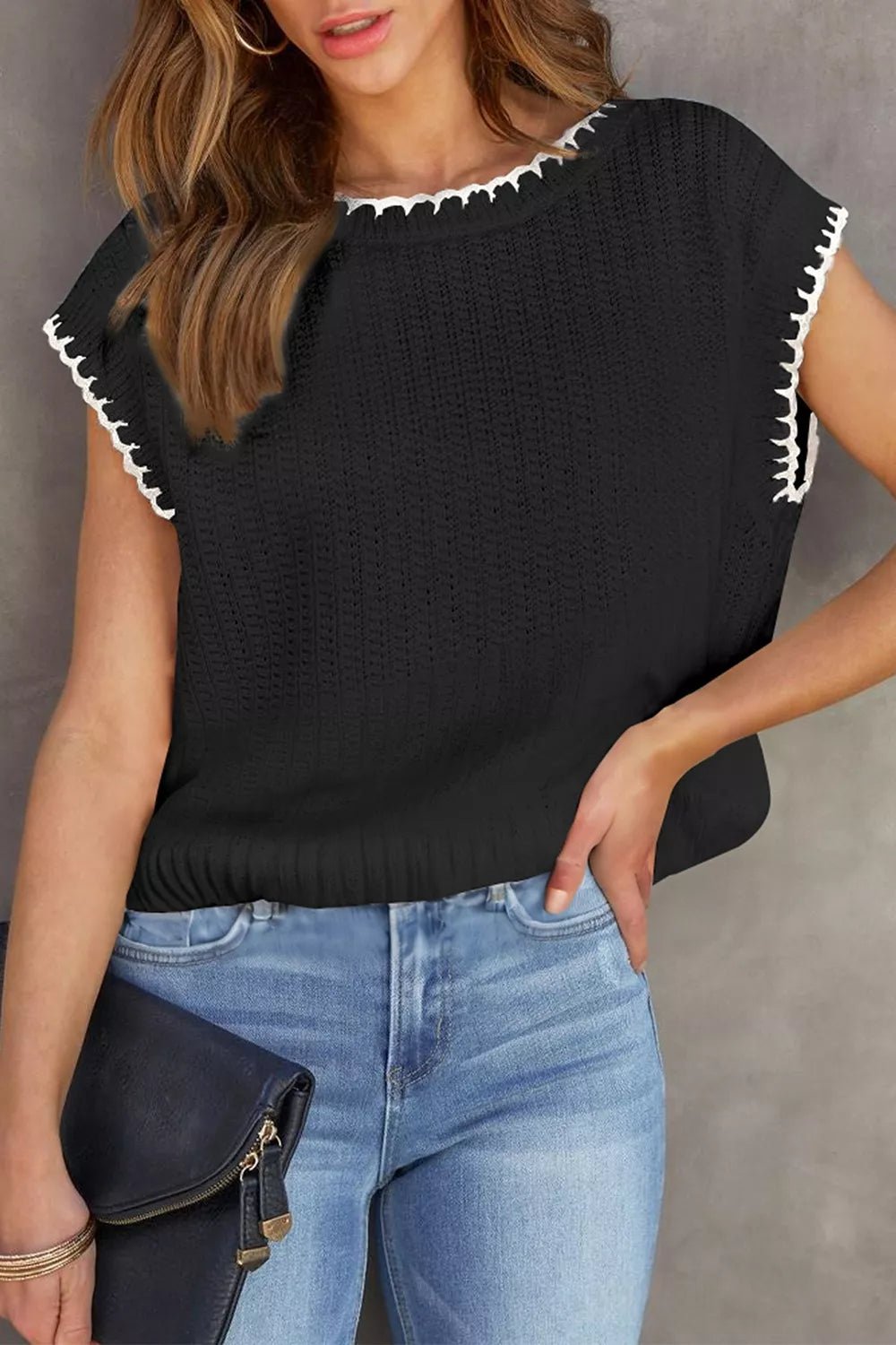 Chic Textured Knit Sleeveless Sweater Vest - Bitsy Gypsy Boutique