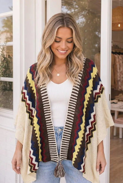 Chilly Nights Kimono Wrap with Tassel Tie - Bitsy Gypsy Boutique