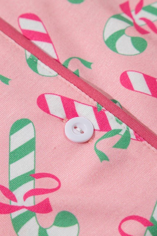 Christmas Candy Cane Print Knotted Pajama Set - Bitsy Gypsy Boutique